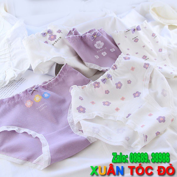  SỈ ZALO RẺ HƠN NHIỀU_ Quần Lót 5 Kiểu Hoa Đào Trắng Tím Cực Đẹp 5108 | BigBuy360 - bigbuy360.vn