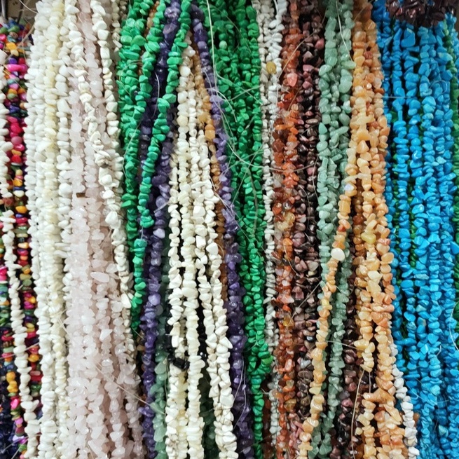 Đá ngọc lam vụn, đá tự nhiên dây 40/80cm thiên nhiên nhiều màu làm trang sức handmade