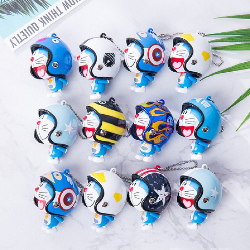 Móc Khóa Hình Doraemon Đội Nón Bảo Hiểm Dễ Thương
