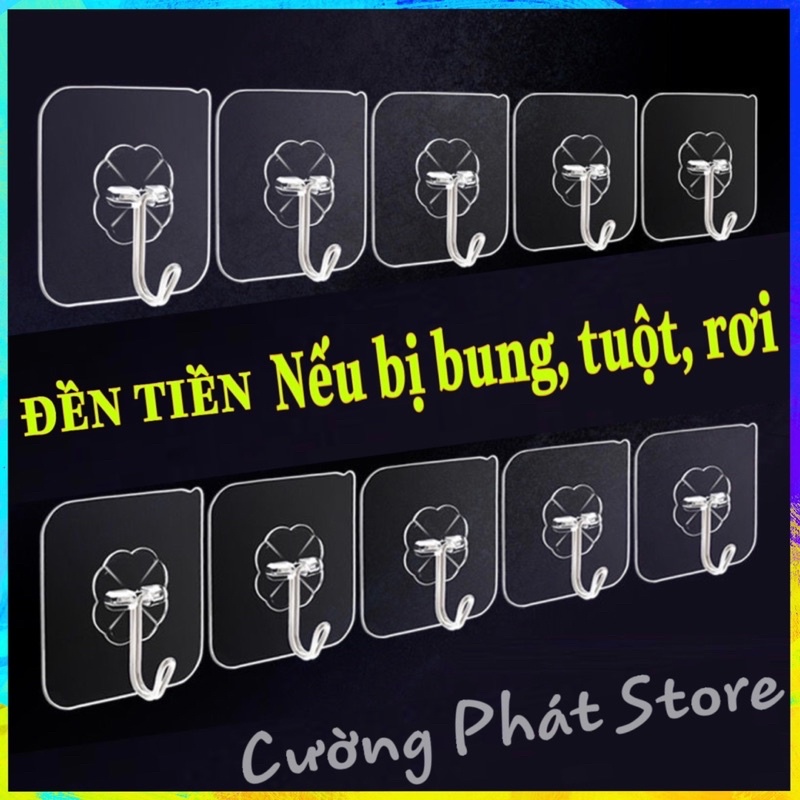 Miếng dán dính tường móc trong suốt treo đồ siêu dính siêu bền siêu rẻ Cường Phát