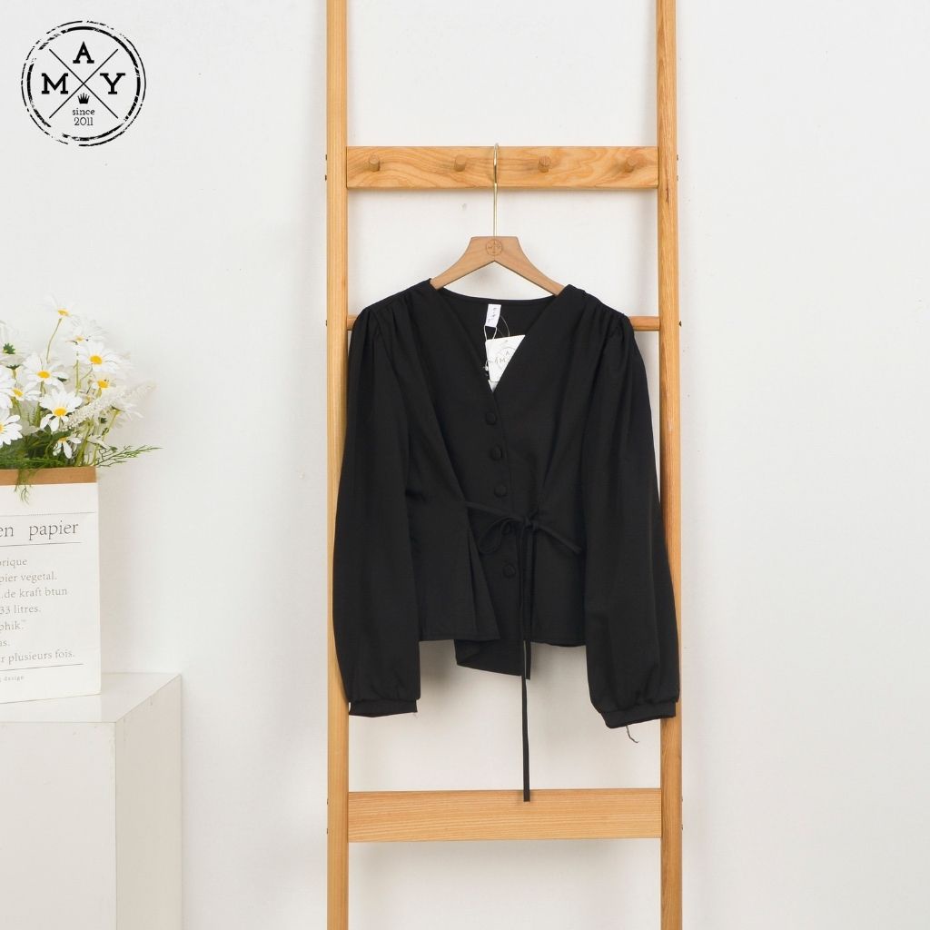 Áo Sơ Mi Cúc Lệch MAY.SINCE2011 Thiết Kế Dáng Suông Vạt Áo Lệch Xinh Xắn Chất Lụa Mềm Mại Thoáng Mát MAN05-0495