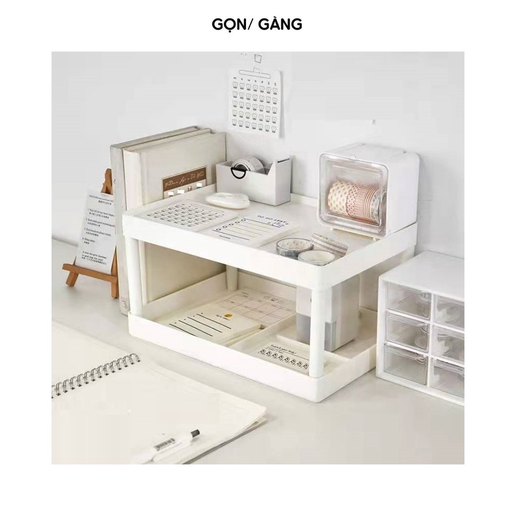 Kệ để bàn mini giá để bàn làm việc bàn học 2 tầng nhựa cứng đựng trang sức sách văn phòng phẩm kệ decor Gọn Gàng