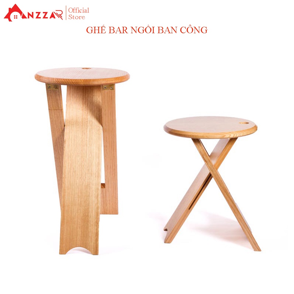 [Mã LIFEXANH03 giảm 10% đơn 500K] Ghế gỗ gập gọn ngồi ban công Anzzar nhiều kích thước chất liệu gỗ thông cao cấp GG-01