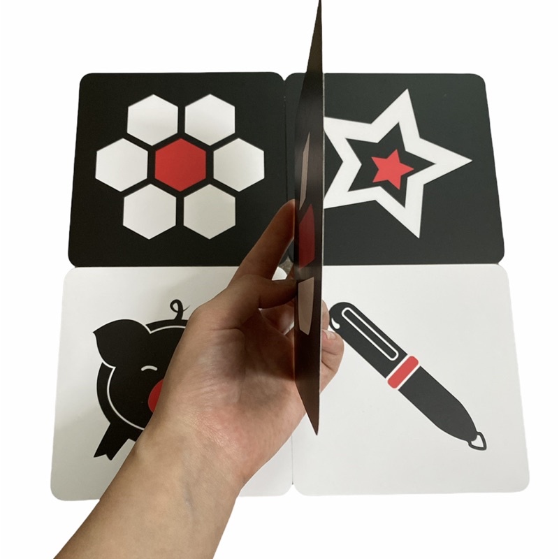 Bộ thẻ Flashcard thẻ kích thích thị giác theo phương pháp Montessori cho trẻ sơ sinh - Bộ 16 thẻ