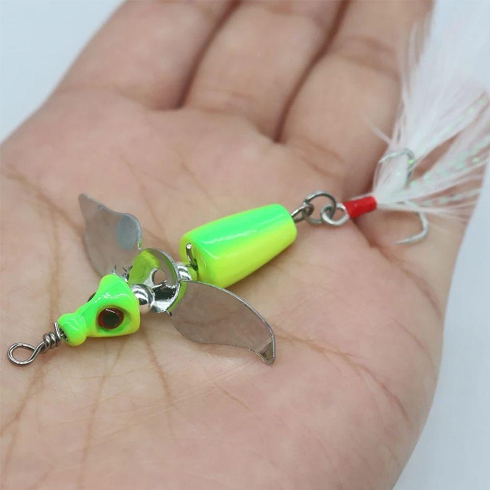 Mồi Câu Cá Xoay 360 Độ Bằng Kim Loại Gắn Lông Vũ Tiện Dụng Spinner