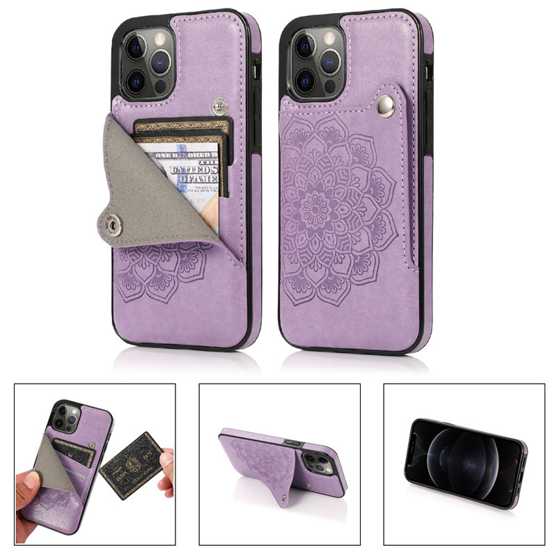 Ốp điện thoại có khe đựng thẻ giá đỡ nhiều màu thời trang cho IPhone 12 11 Pro Max MIni