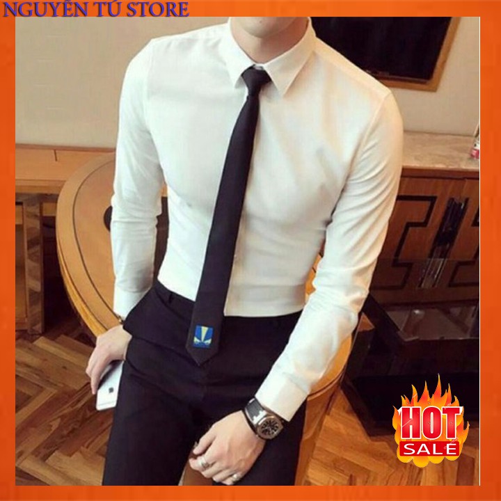 áo sơ mi nam hàn quốc-tặng kèm cà vạt cao cấp