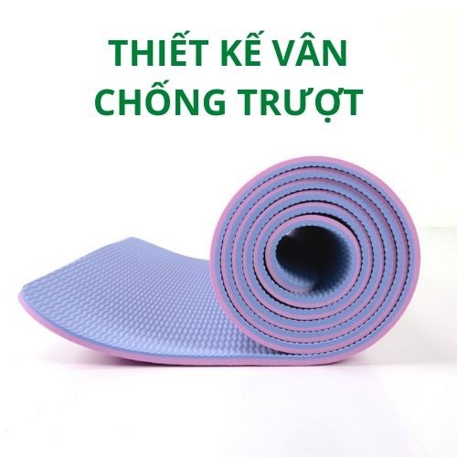 Thảm yoga thảm tập gym tại nhà chống trượt tpe 2 lớp 6-8 mm GADUVI