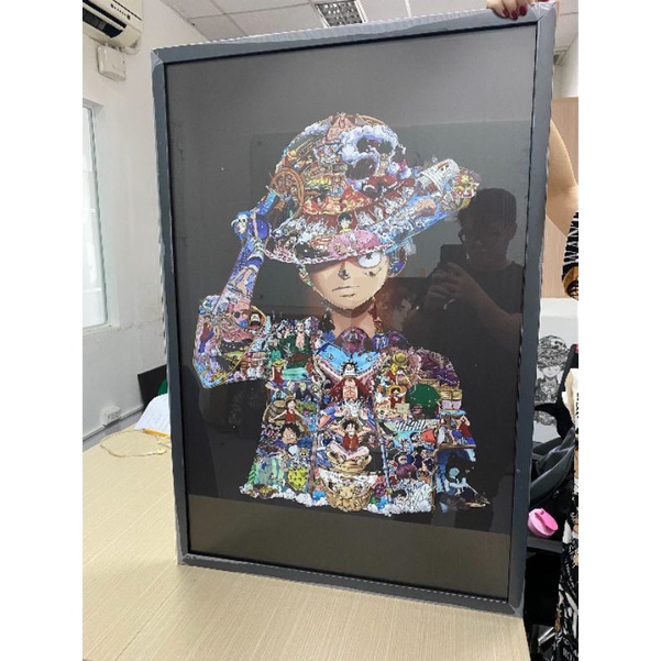 Tranh khung kính Luffy bản màu - Onepiece - Đảo hải tặc - Tranh treo tường anime - Trang trí decor