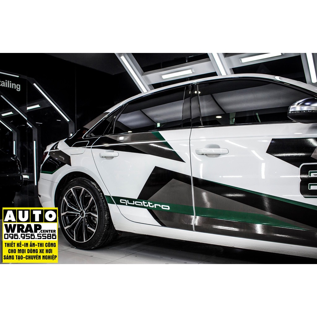 Tem họa tiết xe Audi A4 Quattro - Tem họa tiết ô tô, tem dán sườn xe thể thao