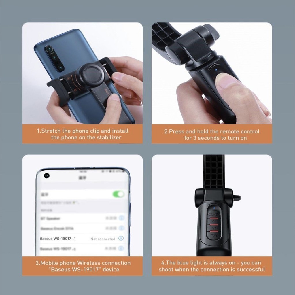 Gậy tự sướng tích hợp Gimbal chống rung thông minh Baseus Lovely Uniaxial Bluetooth Folding Stand Selfie Stabilizer ❤