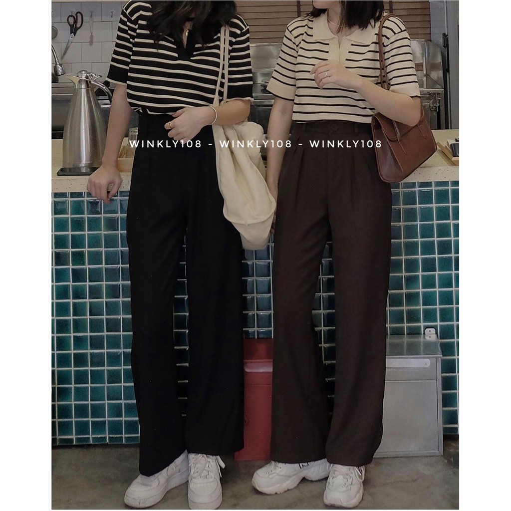 [Ảnh thật ] Áo len mỏng kẻ ngang cộc tay ulzzang