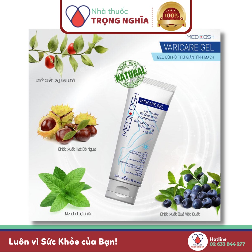 Kem bôi giãn tĩnh mạch Medicosh Varicare Gel từ Ý 50ml