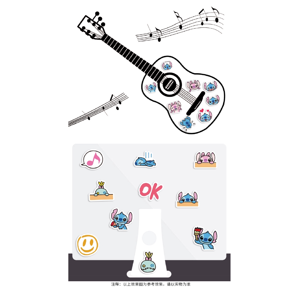 Sticker Set 40 Miếng Dán Hoạt Hình Lilo Stitch Dễ Thương Trang Trí Đa Năng