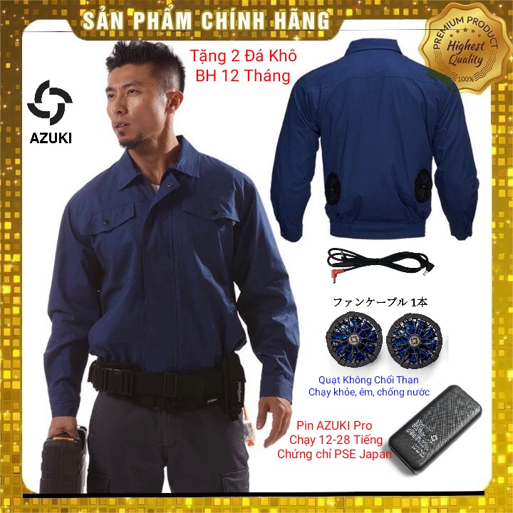 ▽✔✤⚡️BÁN CHẠY⚡️ Áo điều hòa Nhật Bản AZUKI Chất Lượng Tốt Nhất Việt Nam [ Pin 16000mah, Quạt Không Chổi Than, Tặng Đá Kh