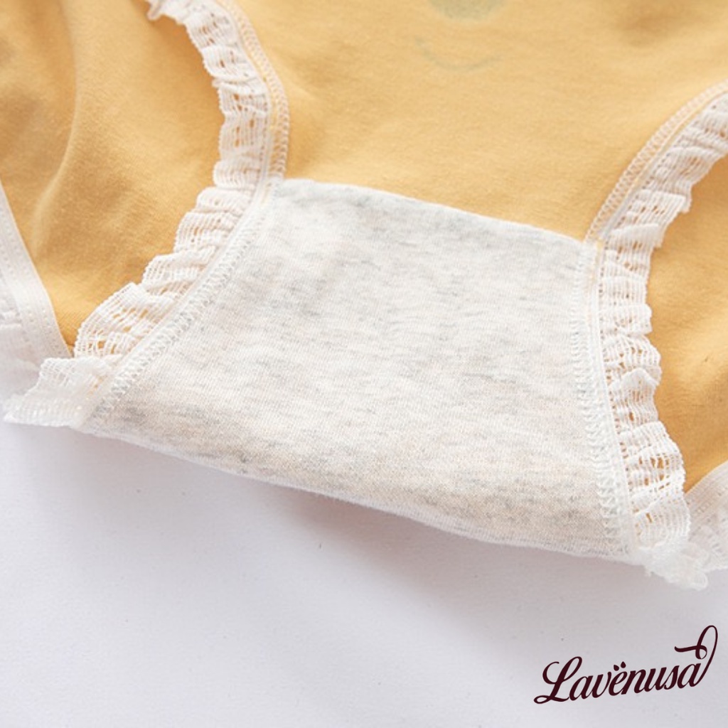 Quần lót cotton viền ren hình gấu ngộ nghĩnh đáng yêu dành cho nữ LAVENUSA QL81