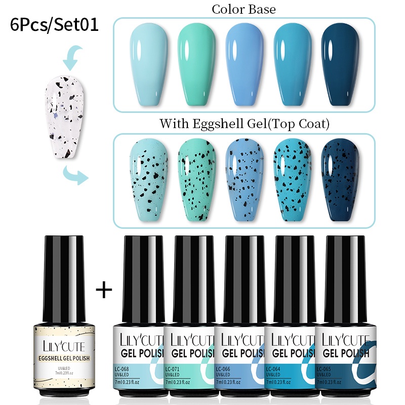 Bộ 6 chai gel sơn móng tay UR SUGAR 7ml họa tiết quả trứng