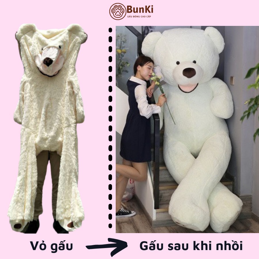 VỎ GẤU BÔNG TỰ NHỒI TEDDY NÂU BỰ CAO CẤP 2M