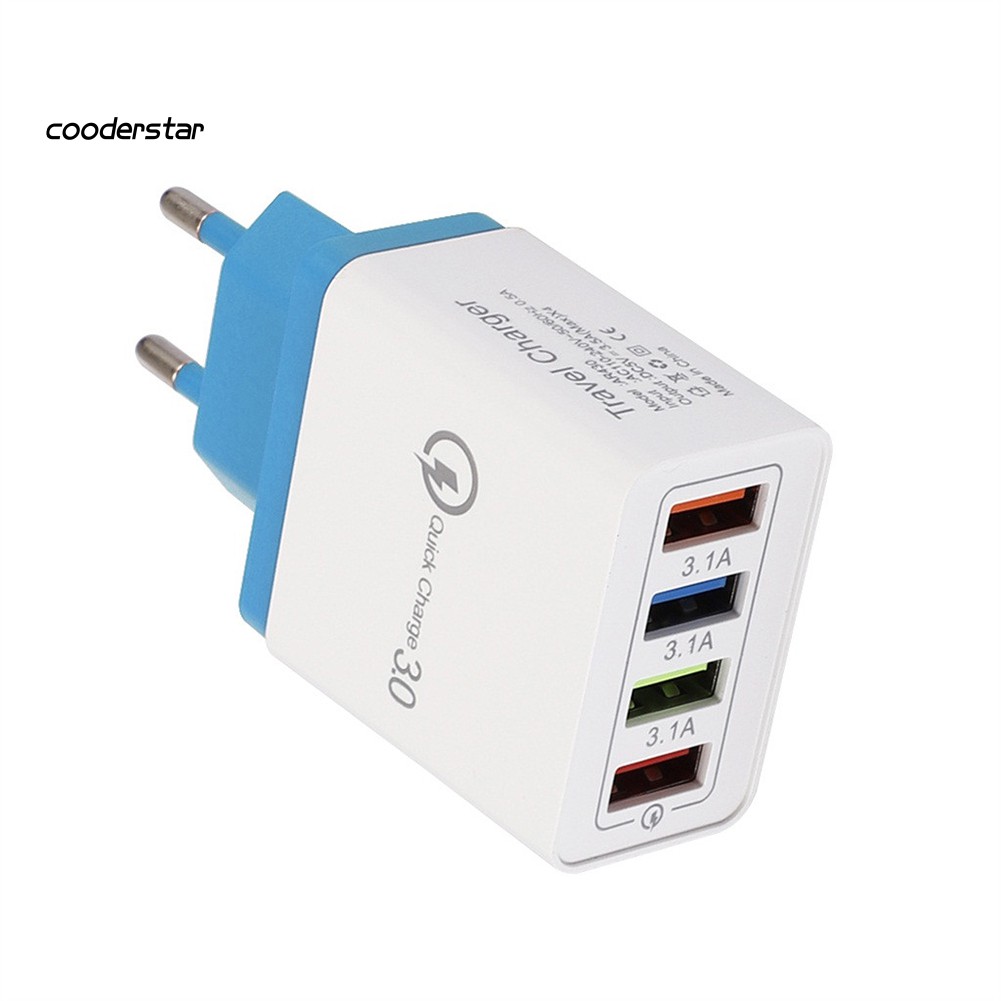 Củ sạc nhanh 4 cổng USB 3.0 nhỏ gọn dành cho đi du lịch