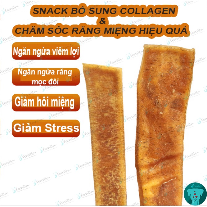 Thanh Gặm Giảm Stress Cho Thú Cưng JFamille, Da Bò Nướng Giòn, Bổ Sung Collagen Hiệu Quả. Ngăn Ngừa Hôi Miệng