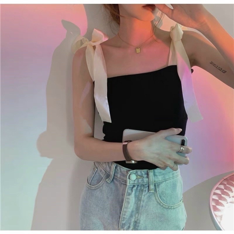 Áo Hai Dây Nơ Vai m009