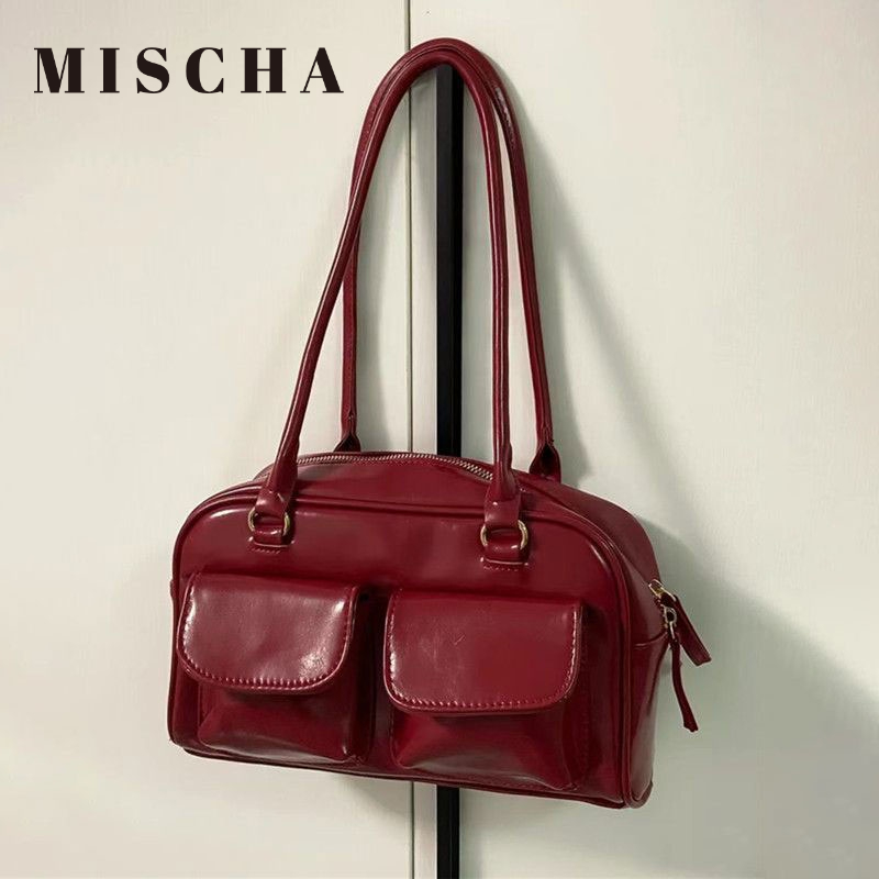 Mischa Túi Xách Đeo Vai Hình Vuông Cỡ Lớn Chất Liệu Da PU Màu Trơn Phong Cách Cổ Điển Thời Trang Cho Nữ stand oil