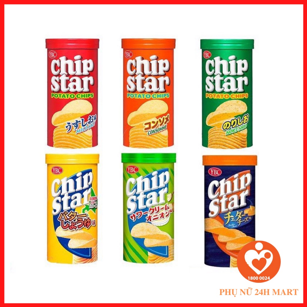 Bánh Snack Khoai tây YBC Chip Star Nhật 6 vị hộp 50g