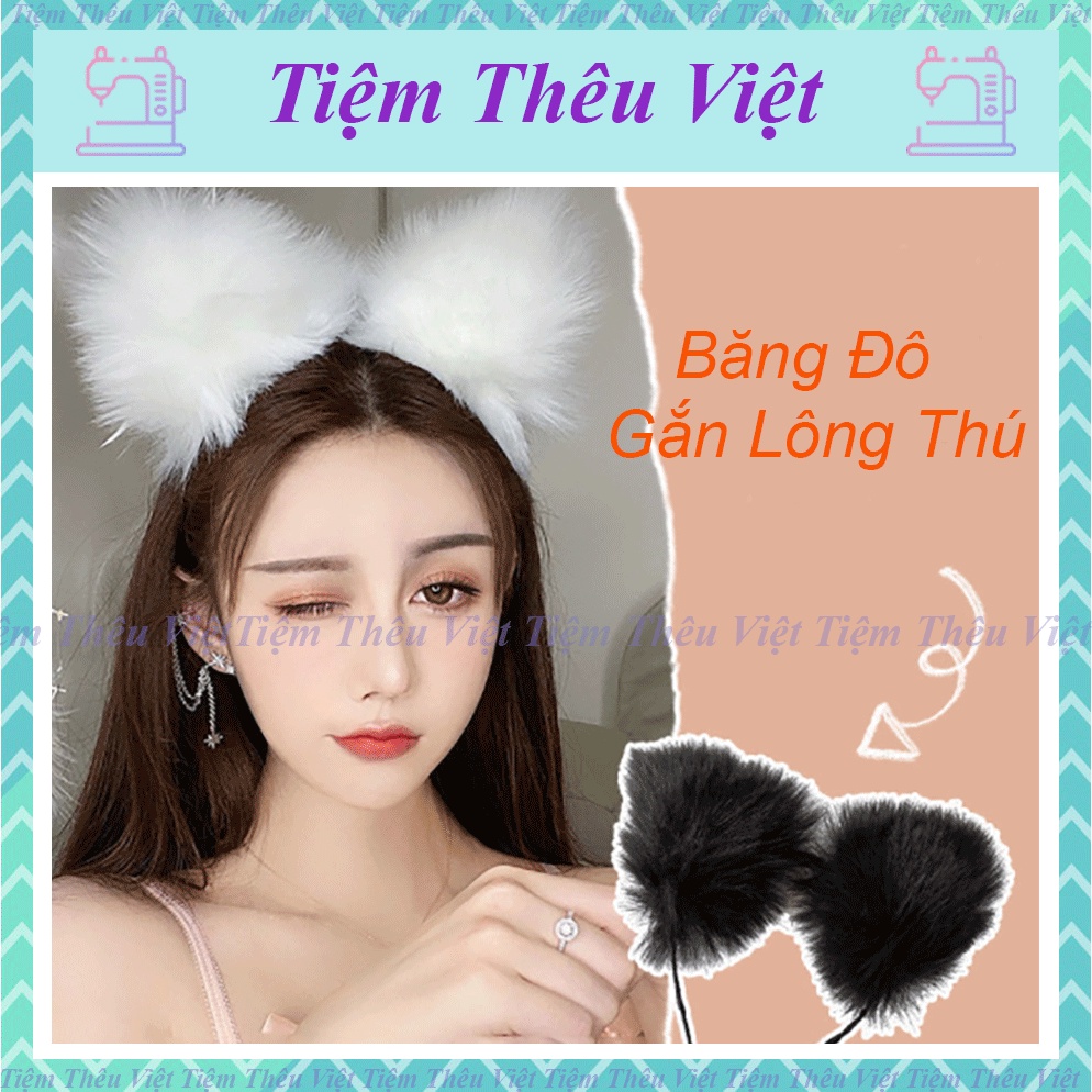 Băng Đô Gắn Lông Thú Tiệm Thêu Việt Phong Cách Lolita - BD028