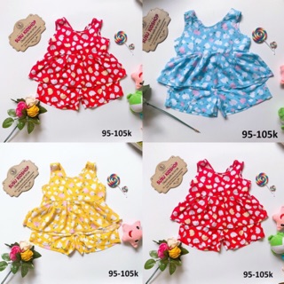 SIZE 3-14 (10-37KG) ĐỒ BỘ BÉ GÁI ÁO SÁT NÁCH QUẦN ĐÙI VẢI TOLE/LANH IN HỌA TIẾT