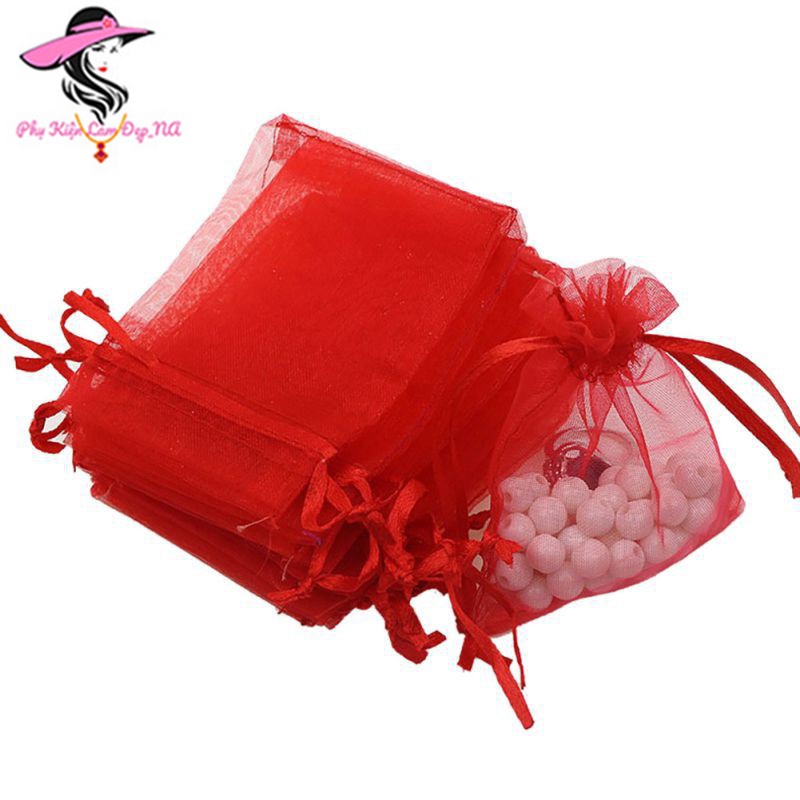 Túi vải voan có dây rút đựng quà, mỹ phẩm, trang sức size 7 x 9 cm