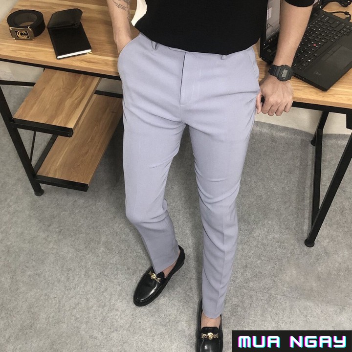 Quần âu nam dáng côn mặc công sở cao cấp, vải co giãn thoải mái | BigBuy360 - bigbuy360.vn