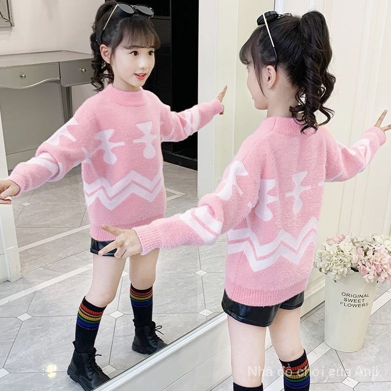 Girls Mink Sweaters Autumn And Winter New Knit Large Sweaters Kids Sweaters For Girls