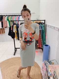 Đầm thun khoét vai