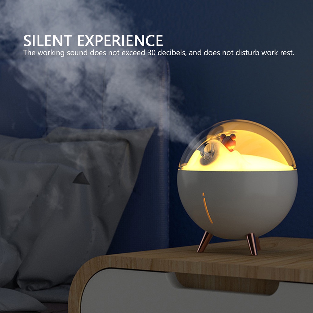 [Hàng Sẵn] Máy tạo độ ẩm không khí 260ml Space Bear được thiết kế ABS với đèn chiếu sáng ban đêm Sạc USB khuếch tán sương mù mini cho trẻ em ở nhà【Wyoming060】