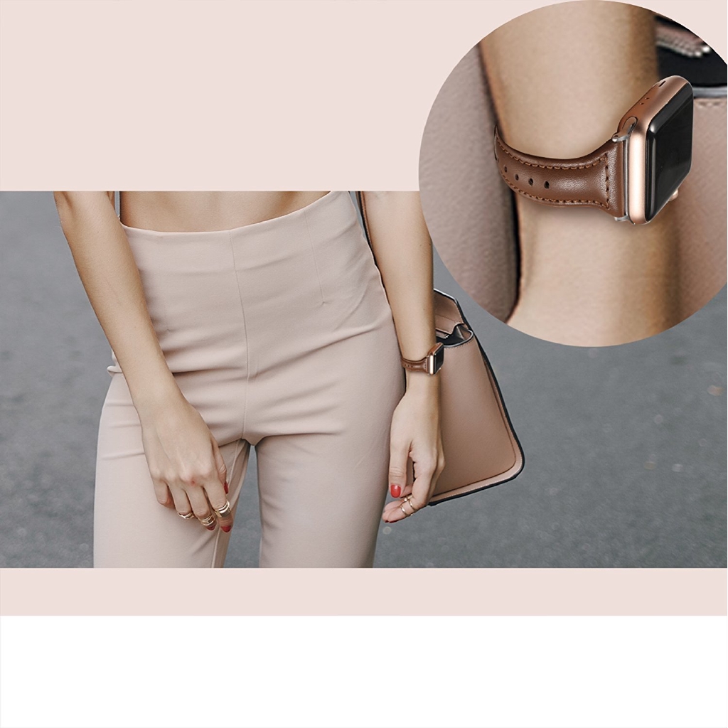 Dây đeo giả da dáng mảnh thay thế cho đồng hồ thông minh Apple Watch Ultra 49mm series 8 7 6 SE 5 4 3 2 1 for iWatch 45mm 41mm 44mm 40mm 42mm 38mm