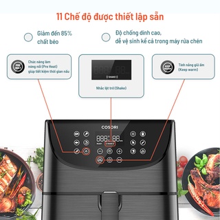 Nồi chiên không dầu điện tử Cosori CP158- AF(5,5 lít) đen - Chính hãng bảo hành 2 năm