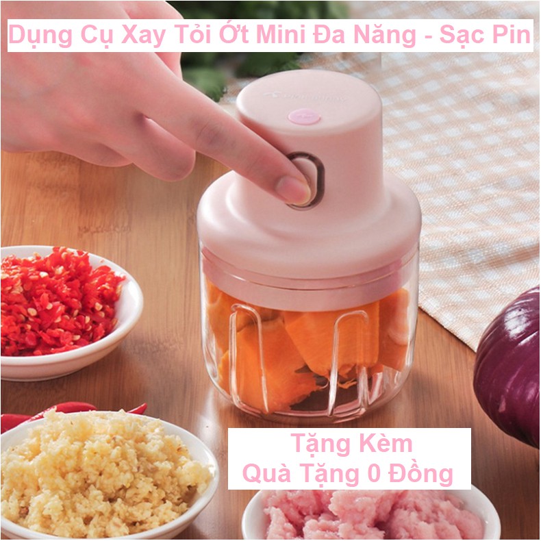 Dụng Cụ Xay Tỏi Ớt Đa Năng Nhỏ Xinh Bảo Hành 3 Tháng - Dụng Cụ Xay Tỏi Ớt Sạc Pin Đa Năng Nội Địa Trung Quốc