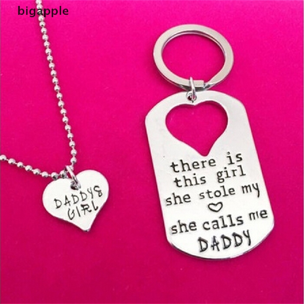 Vòng cổ / Móc Khóa Hình Trái Tim Khắc Chữ Daddy / Daughter RDG