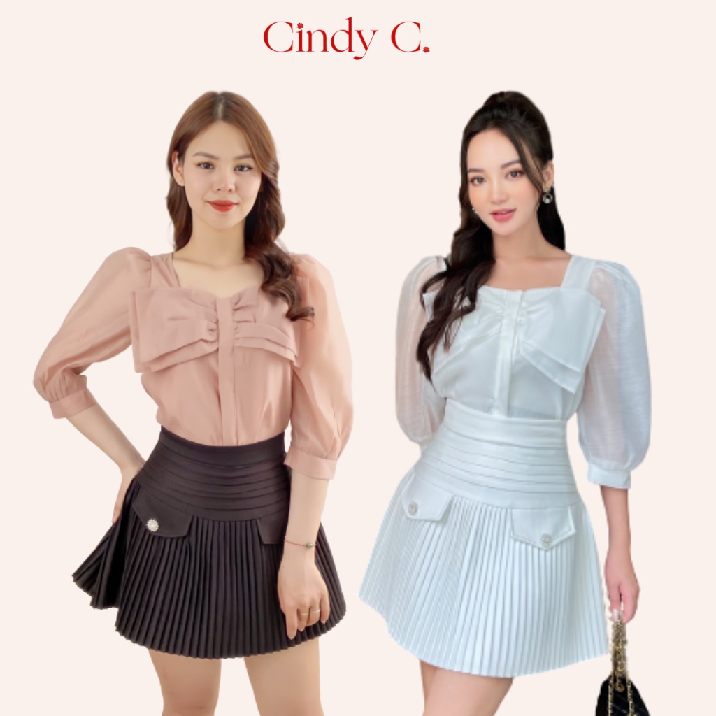 Áo Sơ Mi Tay Lỡ Và Chân Váy Ngắn Patrick Cindy C chất liệu Organza 666 / 22020