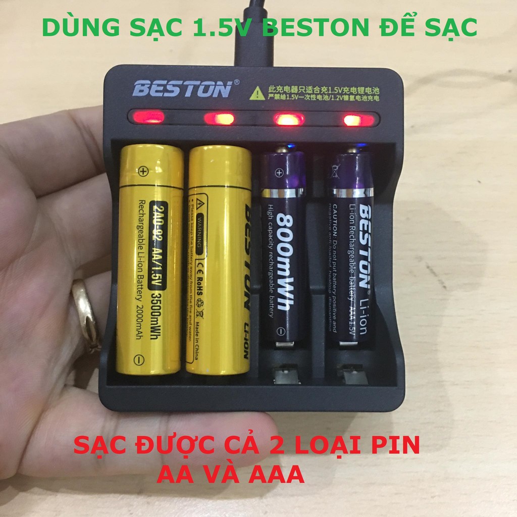 Pin sạc AA AAA Beston chính hãng Chuẩn 1.5V - Lẻ 1 viên -  Pin Lithium-Ion Hàng cao cấp Siêu bền Sạc lại 1500 lần