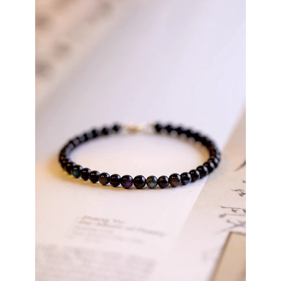 Vòng Tay Đính Đá Obsidian Nhiều Màu Sắc Phong Cách Retro Thời Trang Cho Nữ