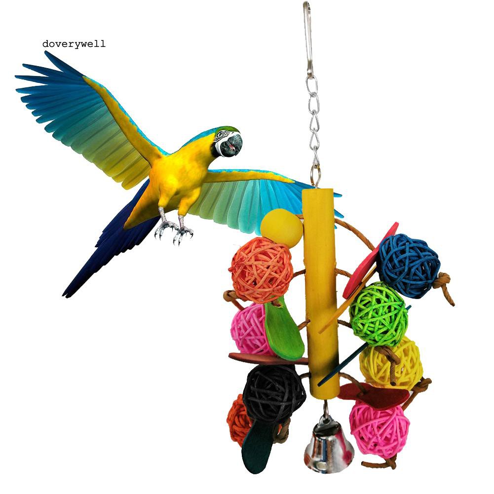 Đồ chơi dây treo trung đưa có chuông cho vẹt nhai gặm giải trí tiện dụng