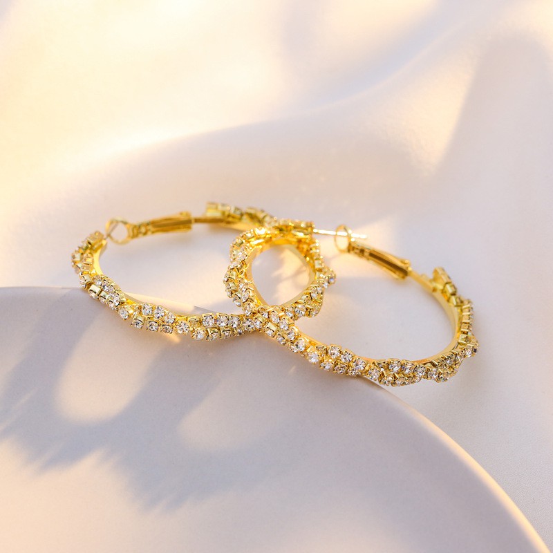 Khuyên Tai Tròn Đính Đá Lấp Lánh Sang Trọng Cho Nữ