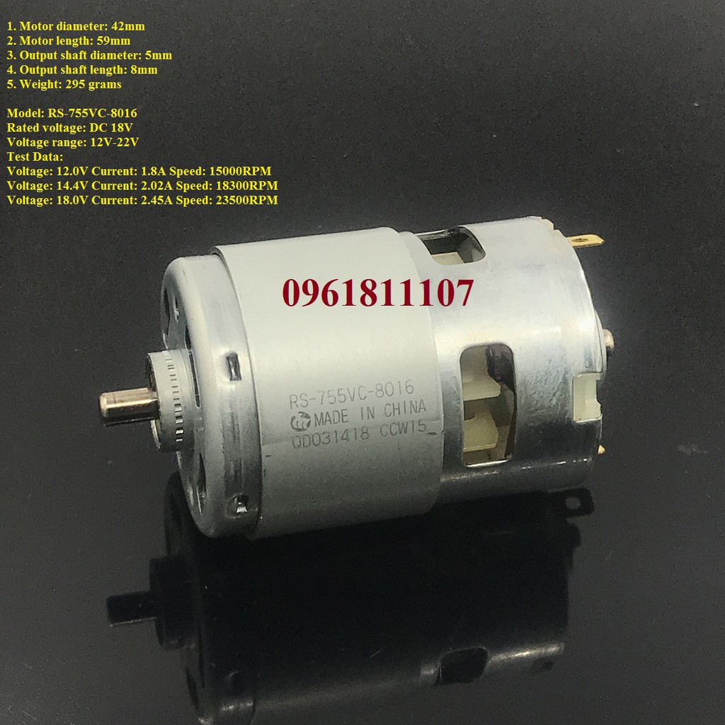 Motor 755 12V 18V cho máy khoan pin