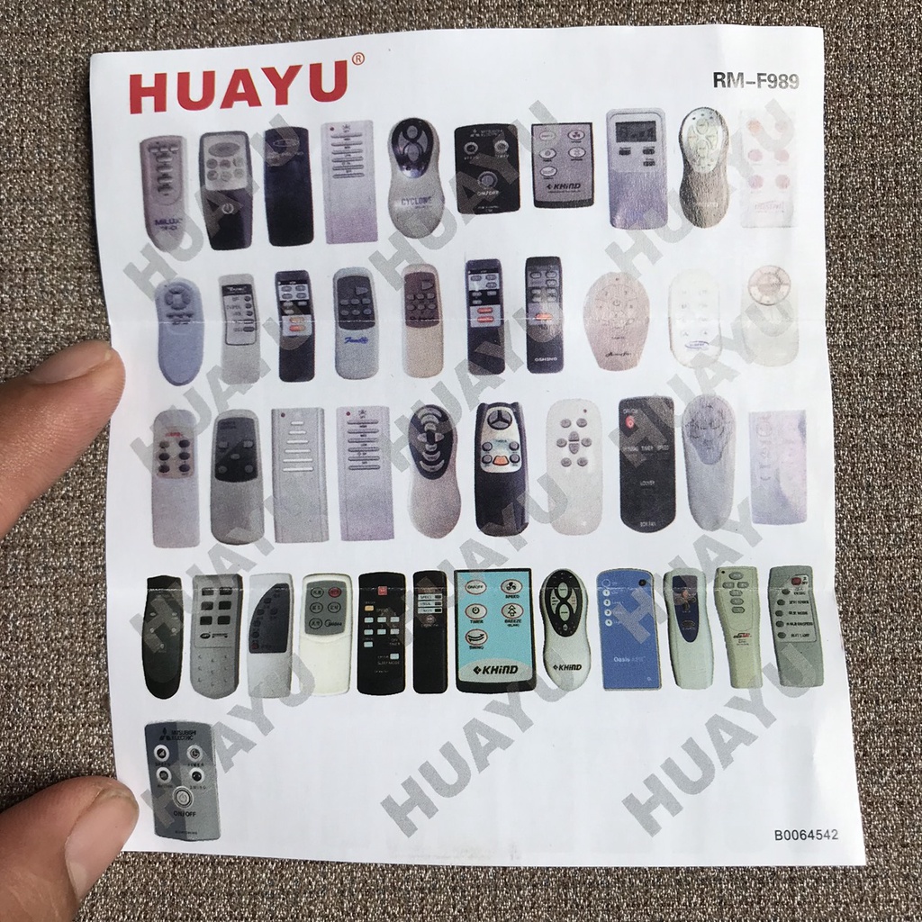 Điều khiển quạt đa năng RM-F989 , điều khiển được gần như hết tất cả các loại quạt hiện nay.Bảo hành 6 tháng.Tặng pin AA
