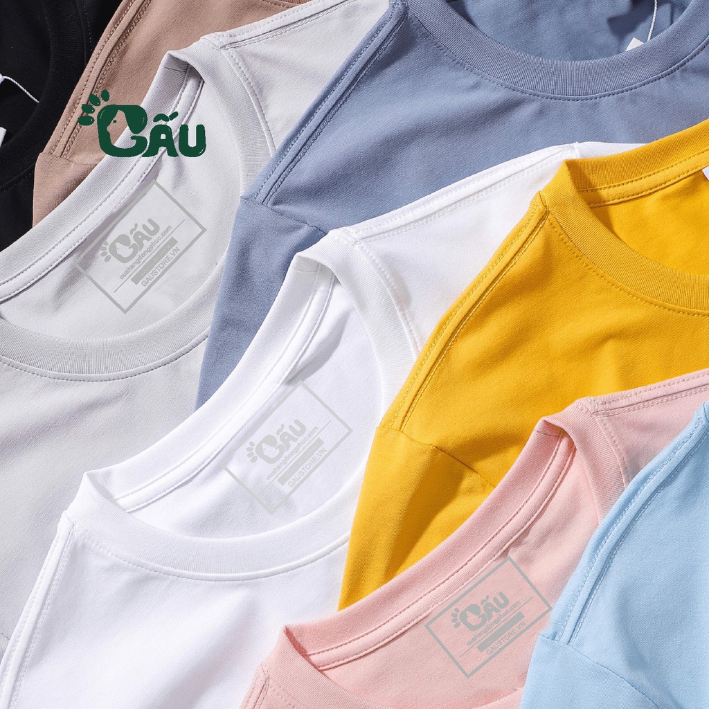 Áo thun nam trơn GẤU 194 unisex cổ tròn tay ngắn vải coton co dãn, dày dặn - form regular fit - TRON COTON