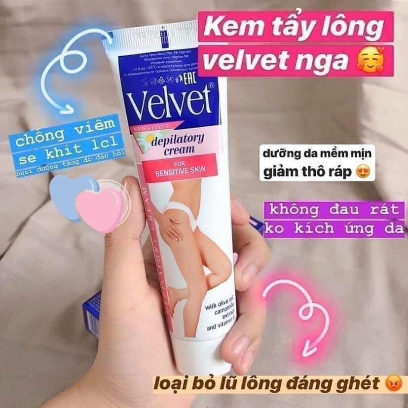 Kem tẩy lông, tẩy lông velvet 100ml Nga An Toàn Tuyệt Đối Cho Da dùng được tất cả các vùng da