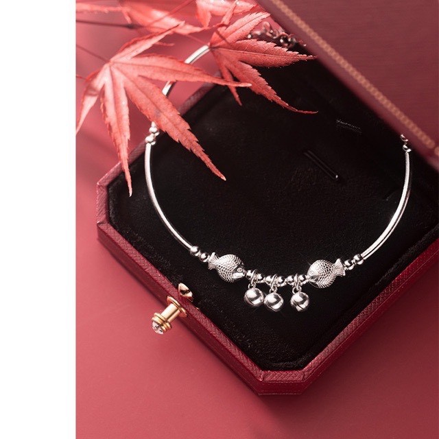 Lắc chân bạc H.A.S hình chuông cá - HLC7