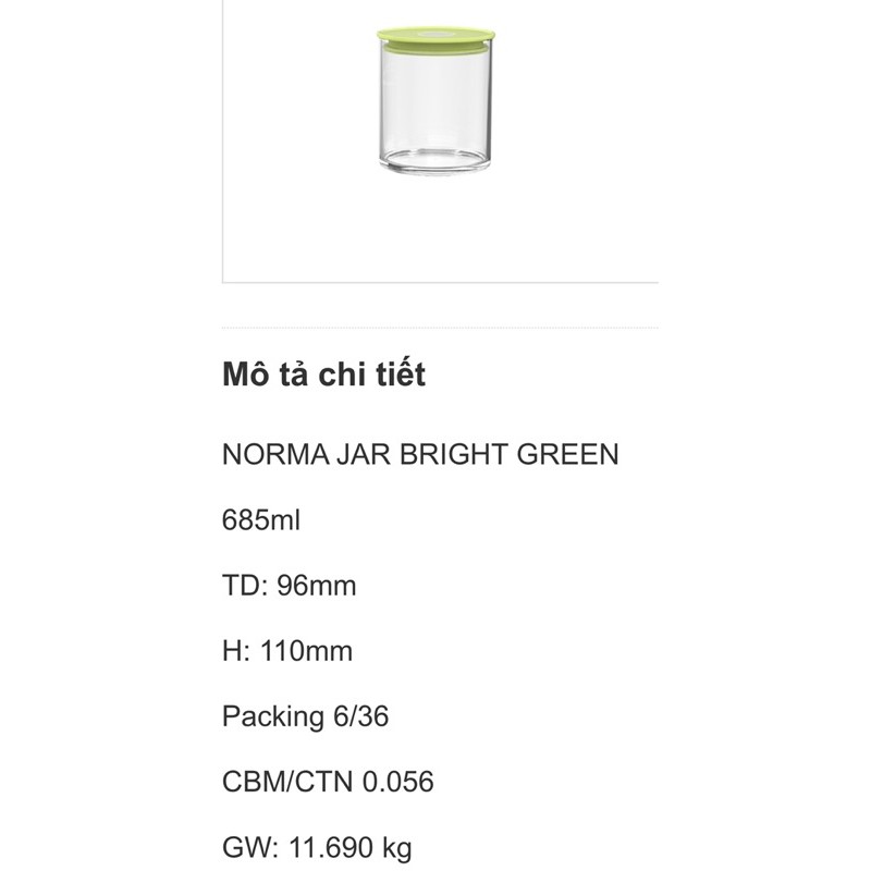 Hũ thuỷ tinh Ocean nắp nhựa xanh lá | BigBuy360 - bigbuy360.vn