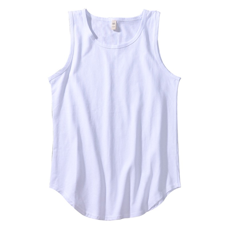 Dây đai vải cotton nam rời áo vest màu dài vừa phải Châu Âu và Mỹ Mặc không tay hở đáy trong mùa hè dạo phố